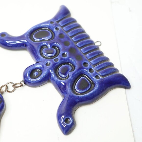 Vintage Scandinavian Ceramic Wall Hanging Art Danish Nordic Art Pottery MCM Blue - Picture 8 of 13